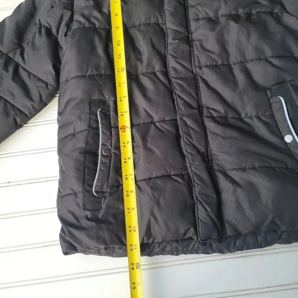 SWISS TECH Kids Puffer Jacket Boys Zip Up Hoodie Black Pocket Reflective L 10-12 - Picture 6 of 10